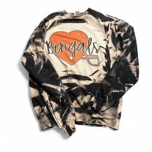 Hanes Black and Tan Bengals Heart Sweatshirt